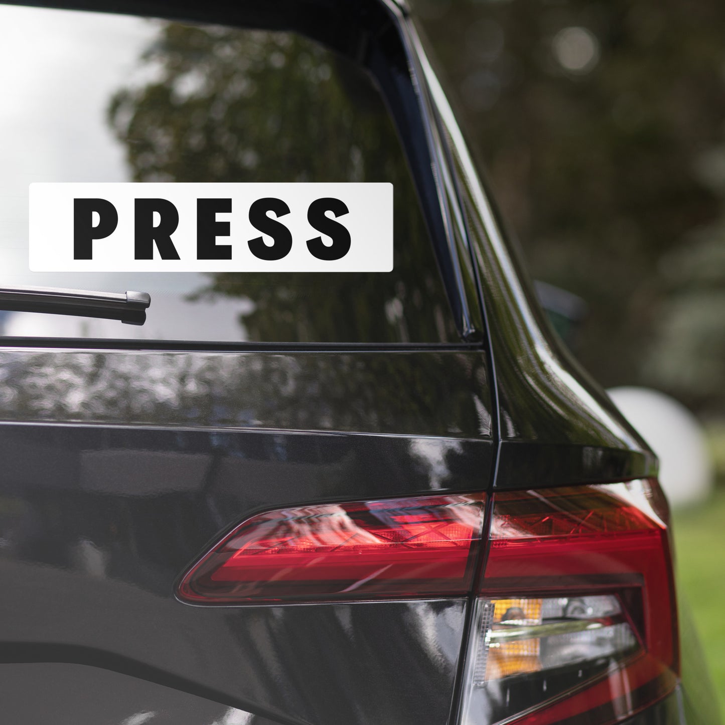 PRESS bumper sticker (white) - Bubble-free stickers by ImmutableType